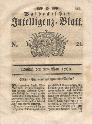 No. 21. Dinstag den 20ten May 1788