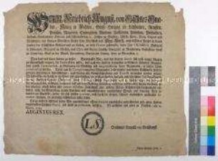 Mandat von Friedrich August II. Kurfürst von Sachsen betreffend die Soldatenrekrutierung