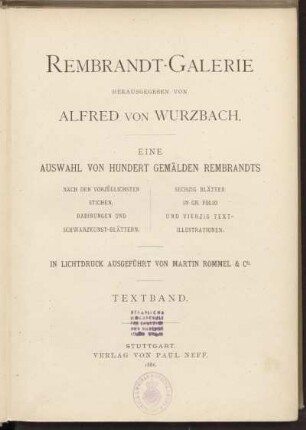 Textbd.: Rembrandt-Galerie