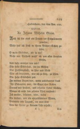 XXVIII. An Johann Wilhelm Gleim