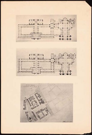 Berliner Dom Schinkelwettbewerb 1884: Lageplan, 2 Grundrisse