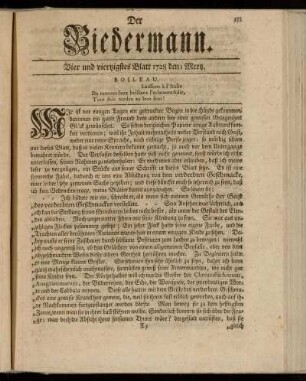 Vier und viertzigstes Blatt 1728 den 1 Merz