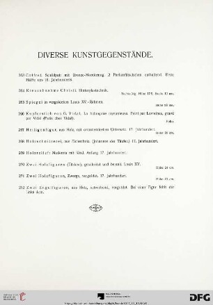Diverse Kunstgegenstände (Nr. 263-272)