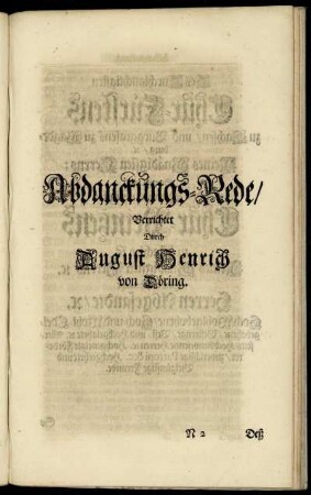 Abdanckungs-Rede.