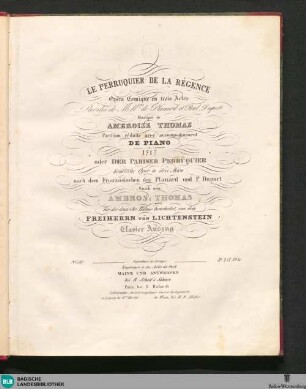 Le Perruquier de la régence : opéra comique en trois actes