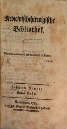 Medicinisch-chirurgische Bibliothek. 10,1/3. 1785/87