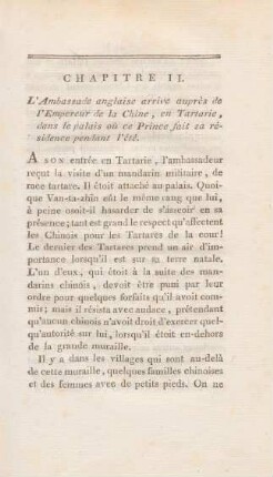 Chapitre II. L'ambasssade anglaise arrive auprès de l'empereur de la Chine, en Tartarie, dans le palais où ...