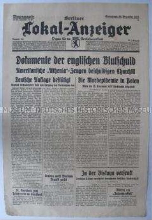 Tageszeitung "Berliner Lokal-Anzeiger" überwiegend über den Seekrieg gegen Großbritannien