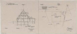 Gsaenger, Gustav; Gräfelfing bei München (Bayern); Tennisclub Grün-Weiß (TC Grün-Weiß) - Tennisclub Grün-Weiß, Pl. Nr. 359 / 359 ½ (Lageplan, Querschnitt), Einfriedung (Teilansicht)