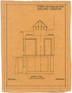 Billing, Hermann; Karlsruhe, Friedrichsplatz 12; Badische Bank, Umbau - Tresor (Schnitt)