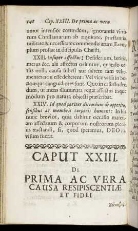 Caput XXIII. De Prima Ac Vera Causa Resipiscentiæ Et Fidei