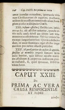 Caput XXIII. De Prima Ac Vera Causa Resipiscentiæ Et Fidei