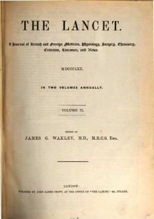 The lancet, 1870, Vol. 2