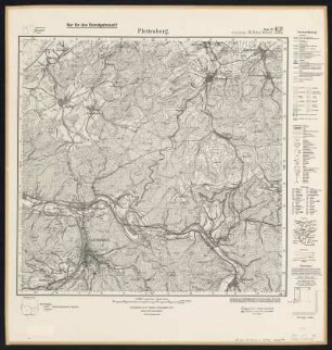 Messtischblatt 4713 = 2725 : Plettenberg, 1934 : Messtischblatt 4713 = 2725 : Plettenberg. - Hrsg. 1896, einz. Nachtr. 1927, gedr. [19]34. - [Berlin] : Reichsamt für Landesaufnahme, 1934. - 1 Kt. : einfarbig. - Mit Zeichenerkl., Höhenlinien u. Höhenang. - Mit politischen Grenzen