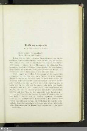 Eröffnungsansprache