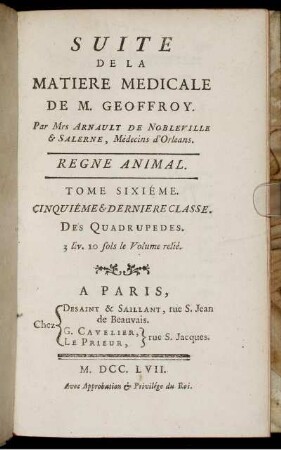 6: Suite De La Matiere Médicale De M. Geoffroy. 6