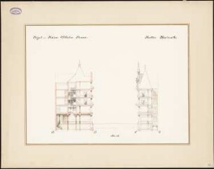 Bebauung der Kaiser-Wilhelm-Straße, Berlin: Schnitt A-B, C-D