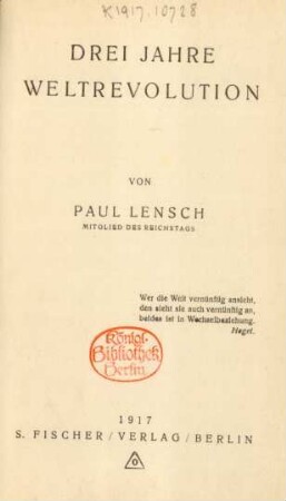 Drei Jahre Weltrevolution