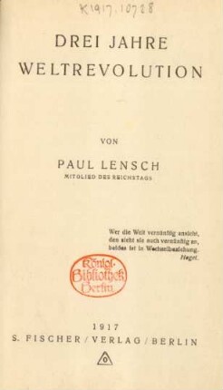 Drei Jahre Weltrevolution