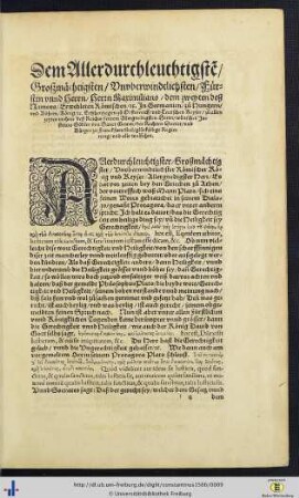 Vorrede & Widmungsschreiben für Kaiser Maximilian II.