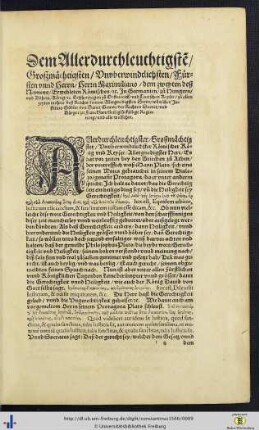 Vorrede & Widmungsschreiben für Kaiser Maximilian II.