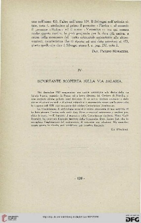 Importante scoperta sulla Via Salaria