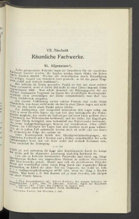 VII. Abschnitt. Räumliche Fachwerke