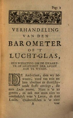 Verhandelingen over de Barometers, Thermometers en Notiometers
