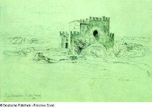 Italien, Rom, Ponte Nomentana, Zeichnung von A. L. Richter