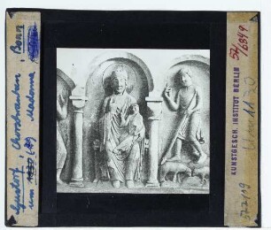 unbekannt, Gustorfer Chorschranken : Platte mit der thronenden Maria