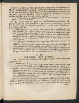 §. IV. Subjectum Legis Humanae