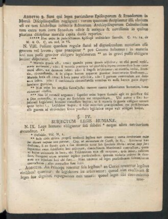 §. IV. Subjectum Legis Humanae