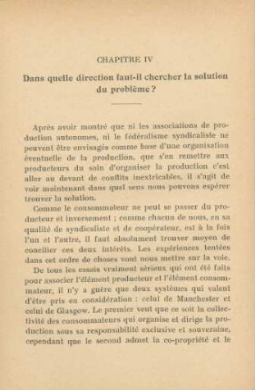 Chapitre IV Dans quelle direction faut-il chercher la solution du problème?