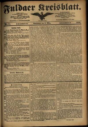 Ausgabe vom Samstag, den 03. März 1906.