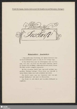 Mittelstück : "Inschrift!"