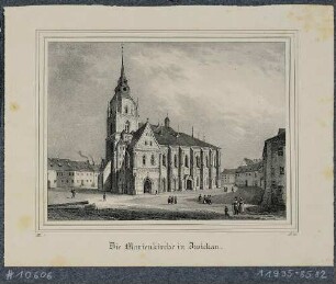 Die Marienkirche in Zwickau in Sachsen von Südwesten, Variante des Blattes aus der Zeitschrift Saxonia, 3. Bd. 1837
