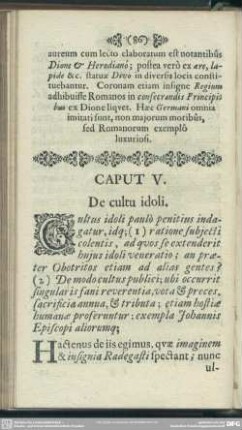Caput V. De cultu idoli