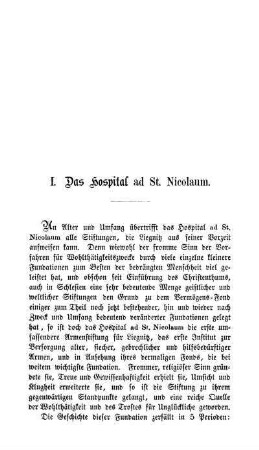I. Das Hospital ad St. Nicolaum
