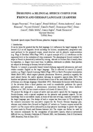 Designing a bilingual speech corpus for French and German language learners