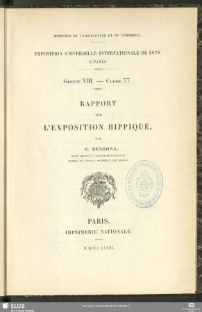 Rapport sur l'exposition hippique