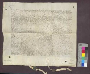 Anlaßbrief zwischen Markgraf Rudolf von Hochberg und Hans von Laufen wegen der hohen Gerichtsbarkeit zu Schliengen.