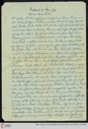 Korrespondenz von Alice und Ludwig Klein: Brief von Alice Klein und Ludwig Klein an Irmgard Klein