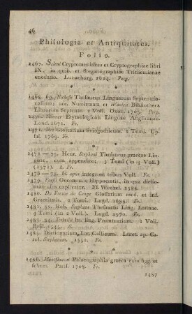 46-60, Philologia et Antiquitates