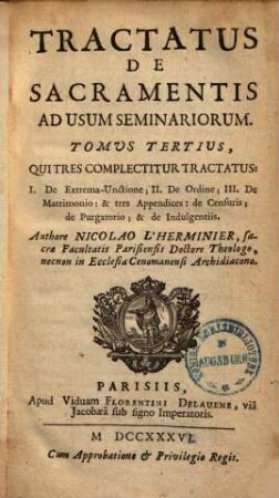 Tractatus de Sacramentis ad usum Seminariorum. 3