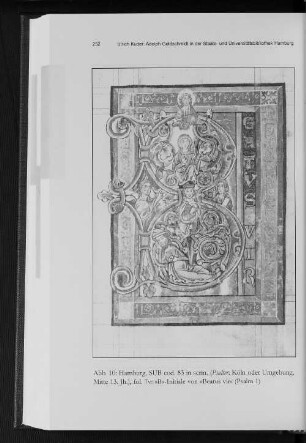 Abb.10: Hamburg, SUB cod. 83 in scrin. (Psalter; Köln oder Umgebung, Mitte 13. Jh.), fol. 7v: "B"-Initiale von "Beatus vir" (Psalm 1)