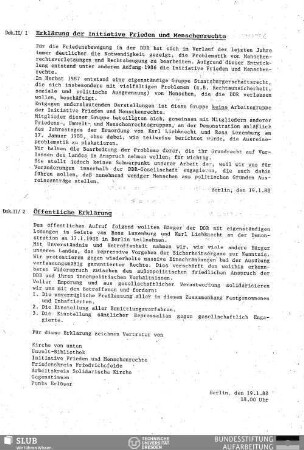 Dok. II/1. Erklärung der Initiative Frieden und Menschenrechte