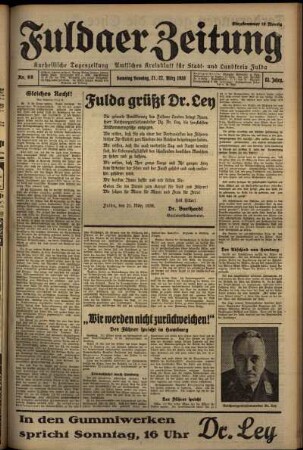 Erste Ausgabe vom Samstag, den 21. März 1936.