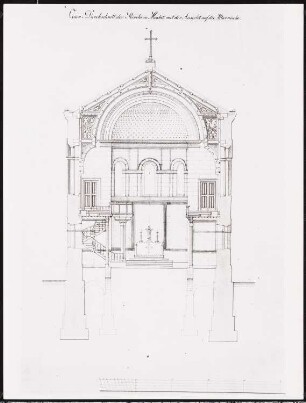Johanniskirche, Berlin-Moabit Ergänzungsbauten: Querschnitt zum Altar
