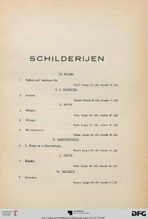 Schilderijen (Nr. 1-193)