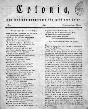 Colonia / 1818, Januar-Juni